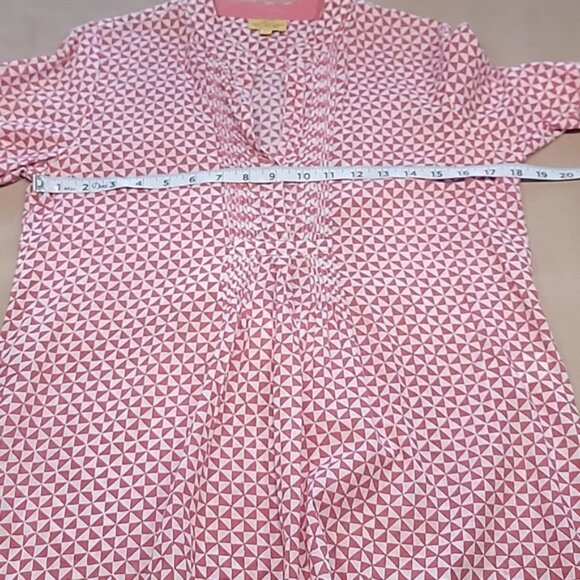 Roberta Roller Rabbit Size XS Brick Red & White Geometric Pattern Blouse - Picture 6 of 13